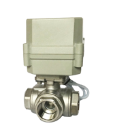 3-Way Stainless Steel Ball Valve T Configuration With Electric Actuator