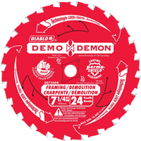 Demo Demon 7 1/4-Inch x 24 Tooth Carbide Tipped Framing/Demolition Circular Saw Blade for Wood Cutting