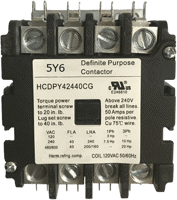 Definite Purpose Contactor 40 Amp.  4 Pole