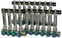 USR - Glass Tube Variable Area Flow Meters with Manifold Valves