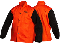 Bright Fire Retardant Orange Jacket with Leather Sleeves