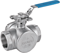 3 Way 316 Stainless Steel Ball Valve Direct Mount #3T66RT-DM