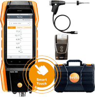 Testo 300 Longlife Kit 2 with Printer - Flue Gas Analyzer (O₂, CO H₂-Compensated up to 30,000 ppm, NO - Can be Retrofitted)